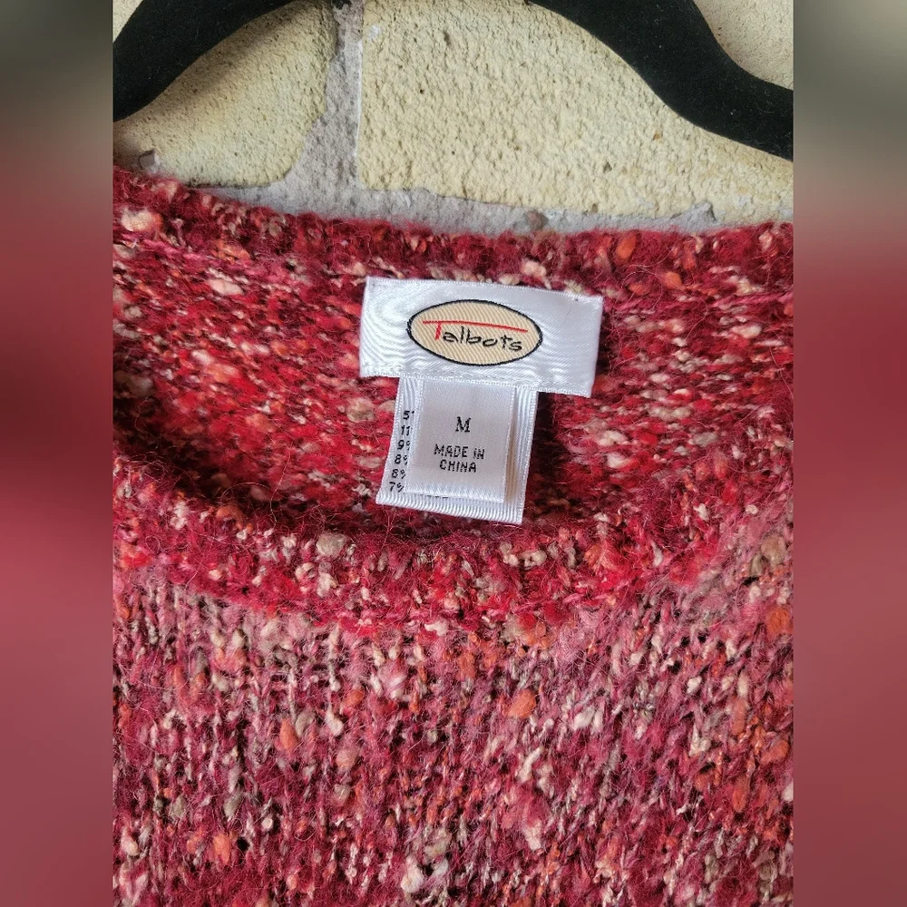 Vintage Talbots 90s Alpaca Mohair Cherry Striped Sweater Womens Size Medium - Picture 3 of 6